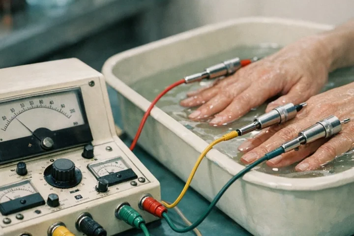 Aparat biorezonansu z elektrodami — ilustracja artykułu o pseudodiagnostyce