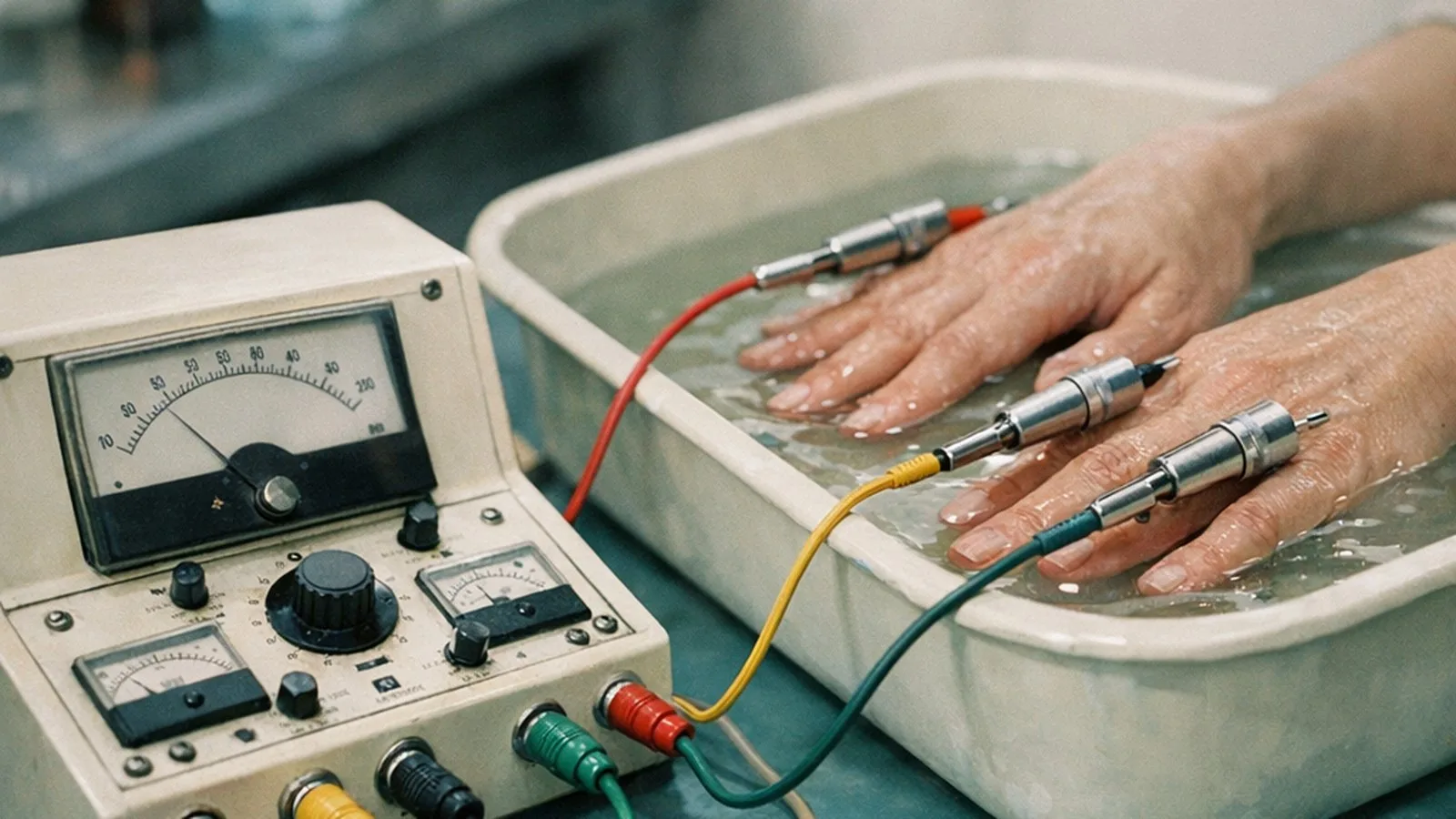 Aparat biorezonansu z elektrodami — ilustracja artykułu o pseudodiagnostyce